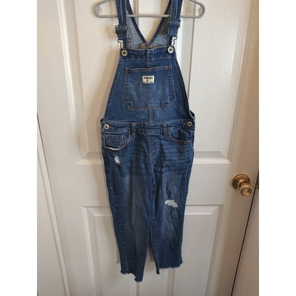 OshKosh B'Gosh Girls Overalls Size 8 .‎ frayed hem - distressing. Pockets